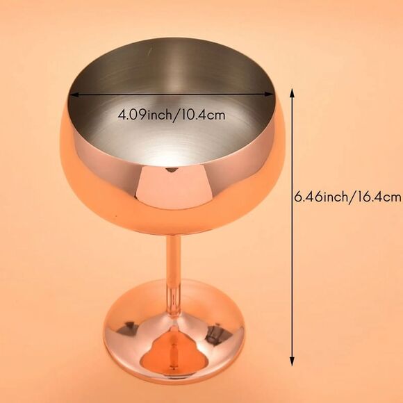 Set of 4‎ Copper-Colored Decorative Coupe Champagne Cups Stainless - Picture 2 of 10